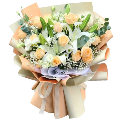 宜宾19朵香槟玫瑰百合，你是我的真爱